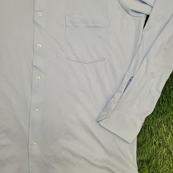 Vintage 80s Van-Heusen MOD Button Shirt Large 22x30 Blue - Picture 9 of 12